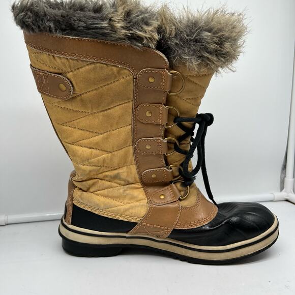 Sorel Boots Womens 7 Tofino II Tall Winter Snow Tan NL 2332 373 Faux Fur - Picture 4 of 10